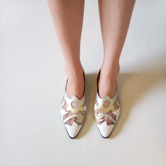 Arpeggios Shoes - Arpeggios vintage leather and mesh pointed loafers